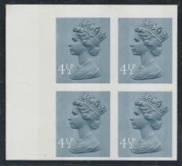 4 1/2p IMPERFORATE Block of 4